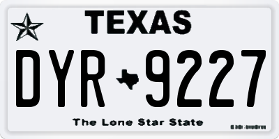 TX license plate DYR9227