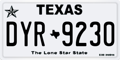 TX license plate DYR9230