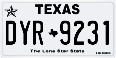 TX license plate DYR9231
