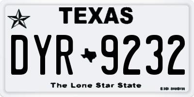 TX license plate DYR9232