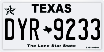 TX license plate DYR9233
