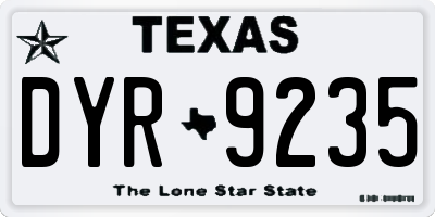 TX license plate DYR9235