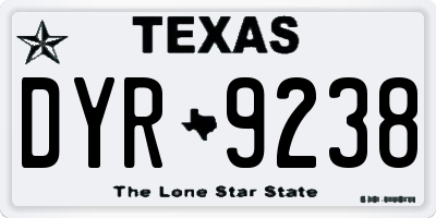 TX license plate DYR9238