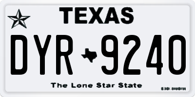 TX license plate DYR9240