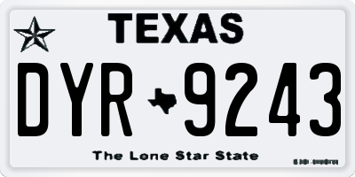 TX license plate DYR9243