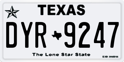 TX license plate DYR9247