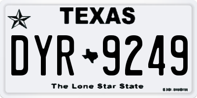 TX license plate DYR9249