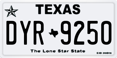 TX license plate DYR9250