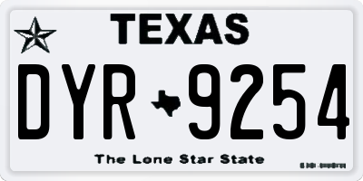 TX license plate DYR9254
