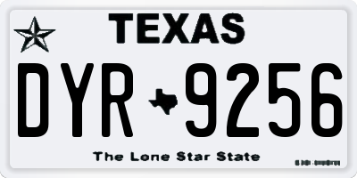 TX license plate DYR9256
