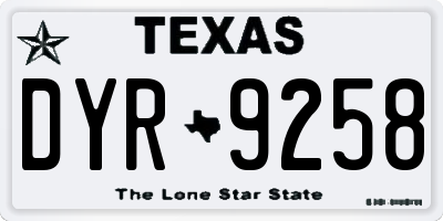 TX license plate DYR9258