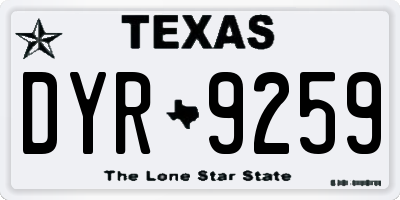 TX license plate DYR9259