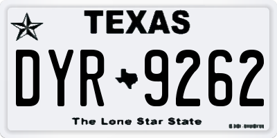 TX license plate DYR9262