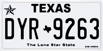 TX license plate DYR9263