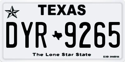 TX license plate DYR9265