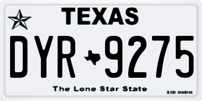 TX license plate DYR9275