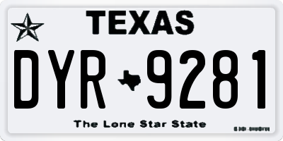 TX license plate DYR9281