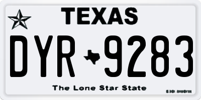 TX license plate DYR9283