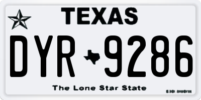 TX license plate DYR9286
