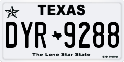 TX license plate DYR9288