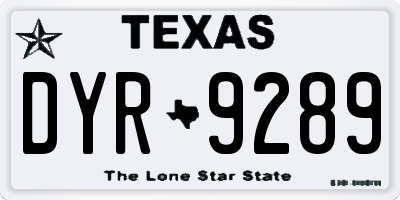 TX license plate DYR9289
