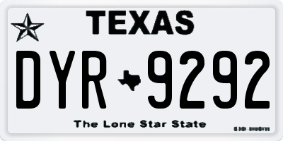 TX license plate DYR9292