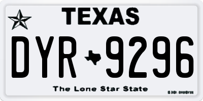 TX license plate DYR9296