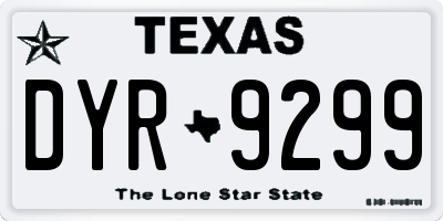 TX license plate DYR9299