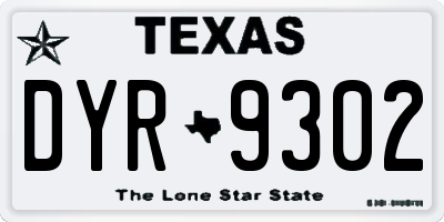 TX license plate DYR9302