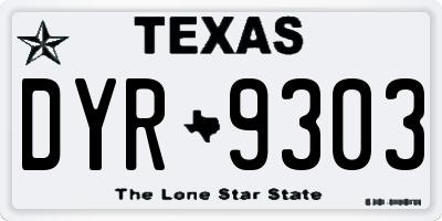 TX license plate DYR9303