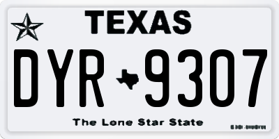 TX license plate DYR9307