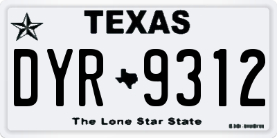 TX license plate DYR9312