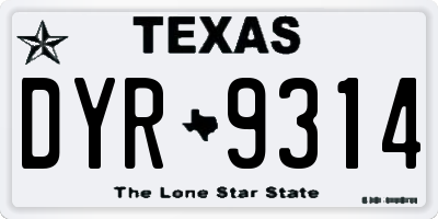 TX license plate DYR9314