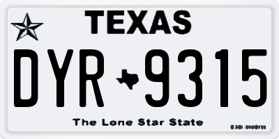 TX license plate DYR9315