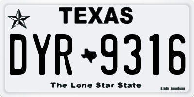 TX license plate DYR9316