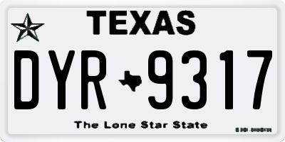 TX license plate DYR9317