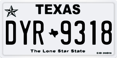 TX license plate DYR9318