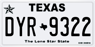 TX license plate DYR9322