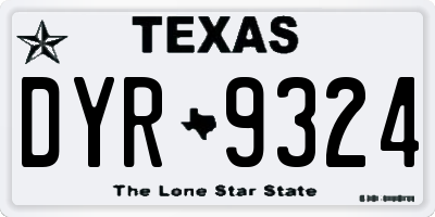 TX license plate DYR9324