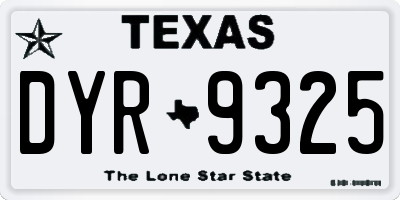TX license plate DYR9325