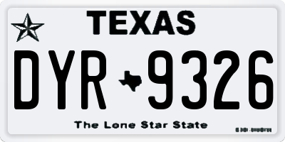 TX license plate DYR9326