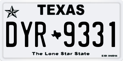 TX license plate DYR9331