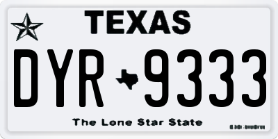 TX license plate DYR9333