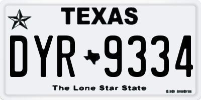 TX license plate DYR9334