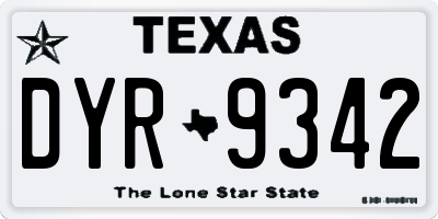 TX license plate DYR9342