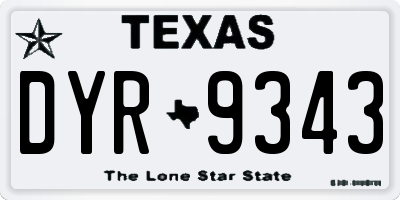 TX license plate DYR9343