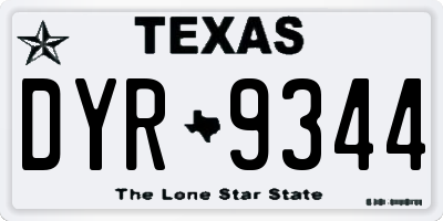 TX license plate DYR9344
