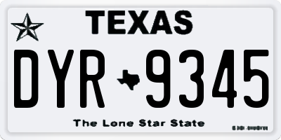 TX license plate DYR9345
