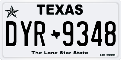 TX license plate DYR9348