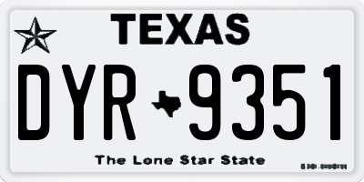 TX license plate DYR9351